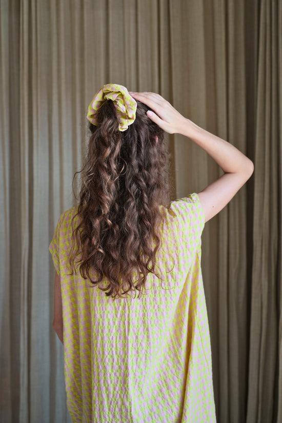 Pink Haley Crinkle Gingham Hair Scrunchie Set