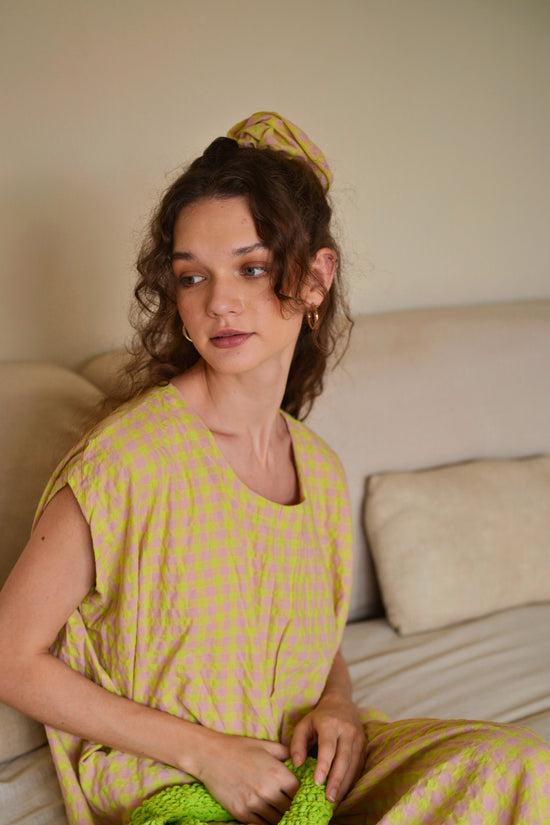 Pink Haley Crinkle Gingham Hair Scrunchie Set