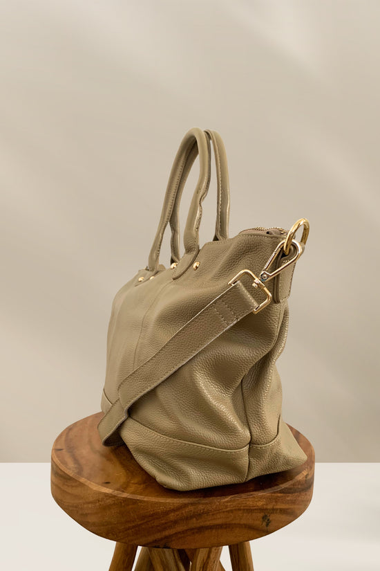 Pink Haley Ellie Handmade Leather Tote In Sand