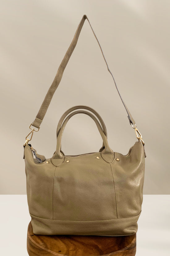 Pink Haley Ellie Handmade Leather Tote In Sand