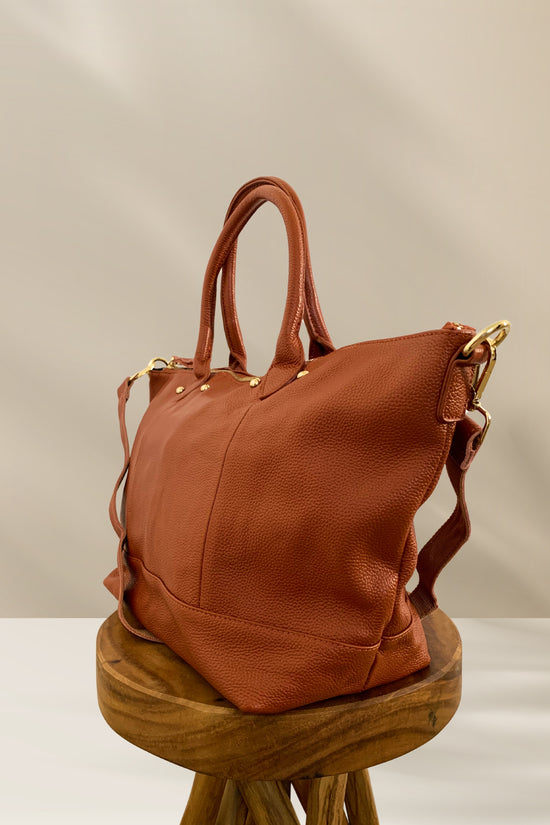 Pink Haley Ellie Handmade Leather Tote In Sienna