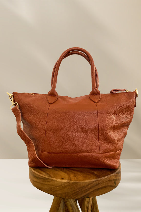 Pink Haley Ellie Handmade Leather Tote In Sienna