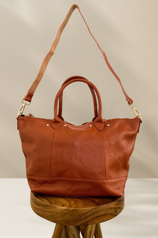 Pink Haley Ellie Handmade Leather Tote In Sienna