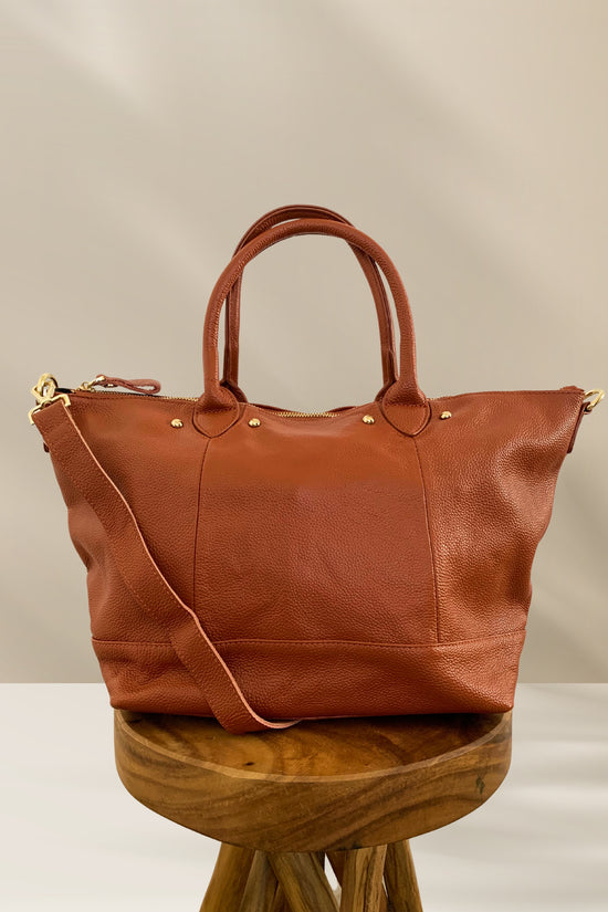 pink haley Ellie Handmade Leather Tote in Sienna