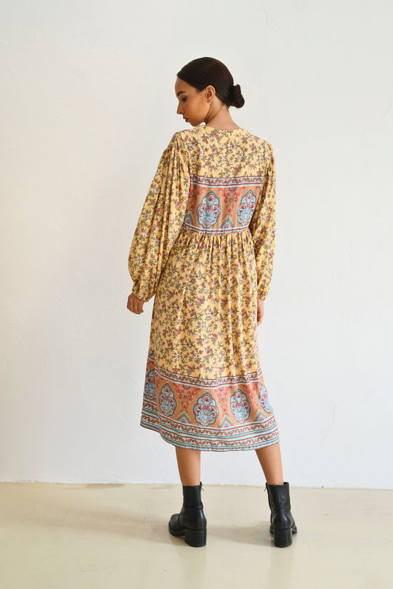 Pink Haley Gianna Midi Dress In Yellow