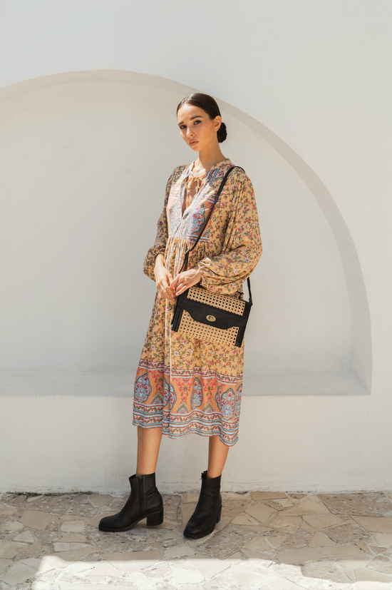 Pink Haley Gianna Midi Dress In Yellow