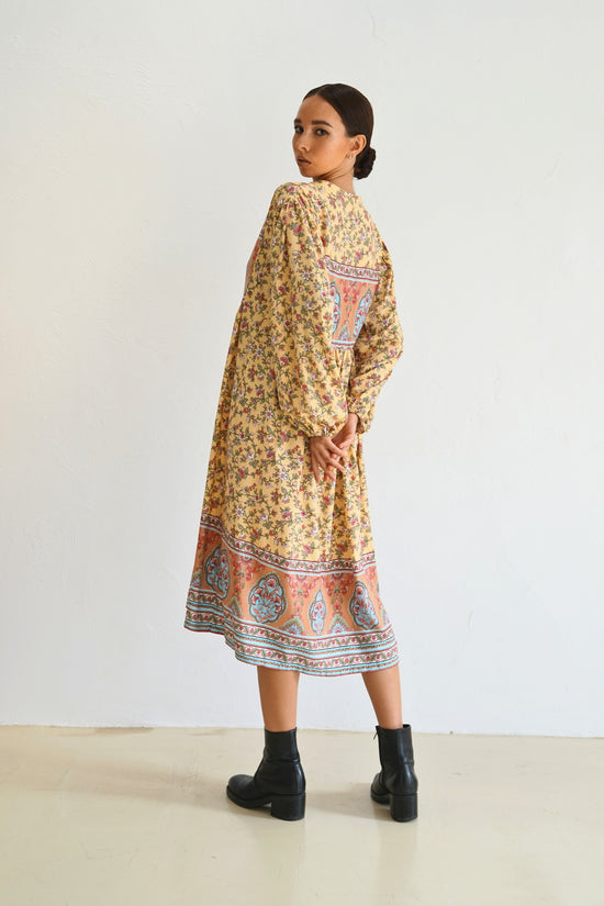 Pink Haley Gianna Midi Dress In Yellow