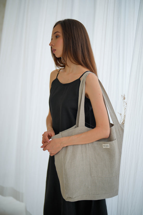 Pink Haley Handmade Linen Oversized Shopping Tote