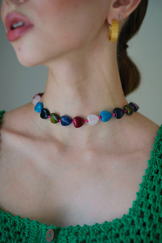 Pink Haley Heart Choker Necklace