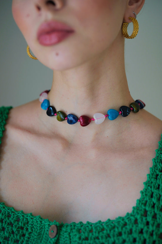 pink haley Heart Choker Necklace