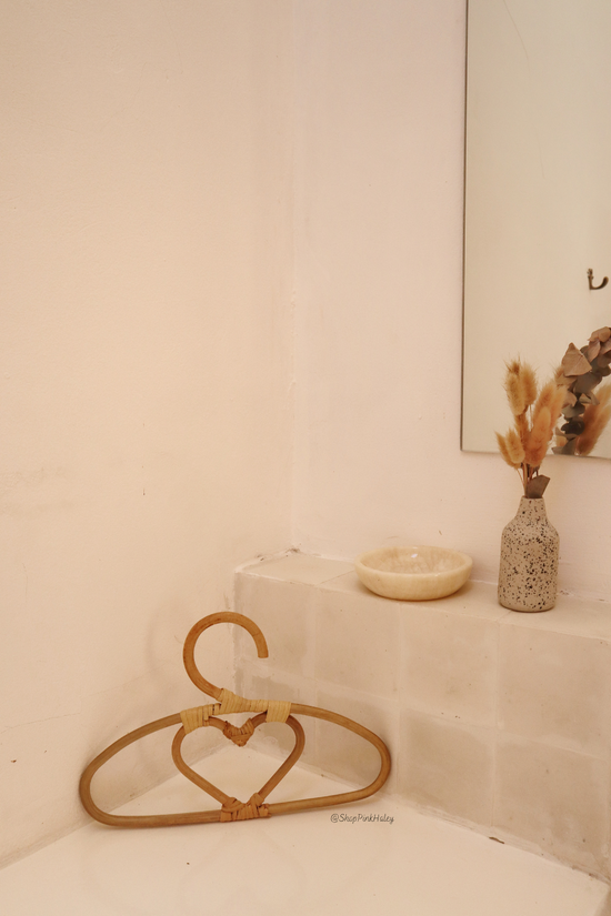 Pink Haley Heart Rattan Hangers For Kids