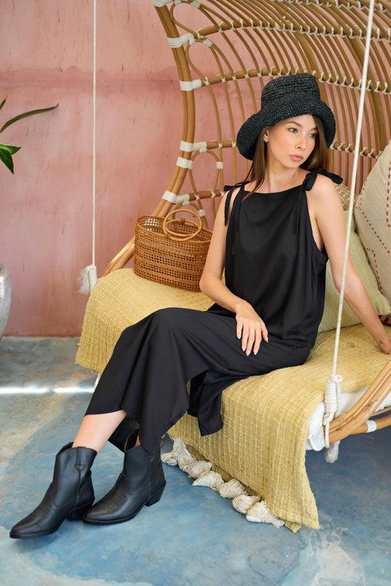 Pink Haley Kamila Cowboy Leather Boots In Black