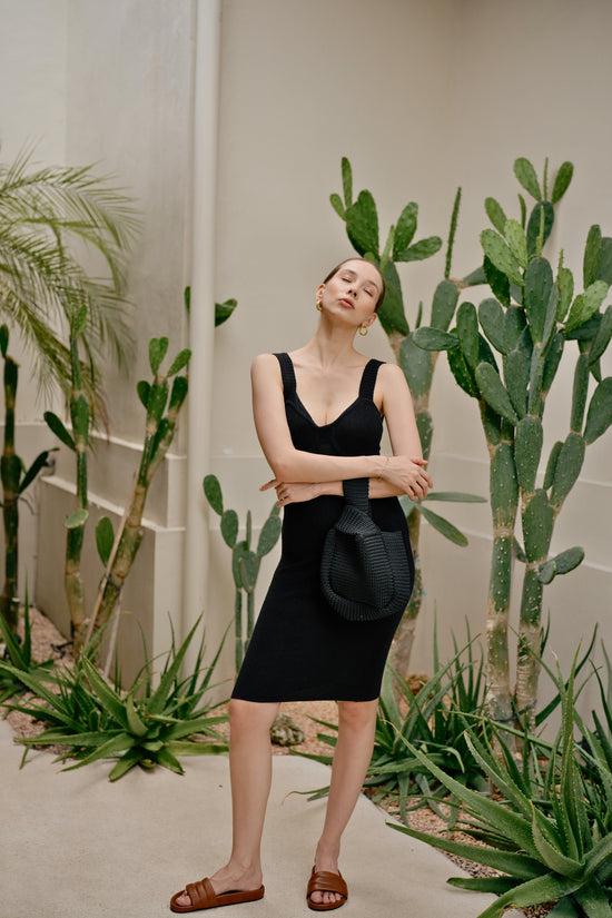 Pink Haley Mackenzie Knit Clutch In Black