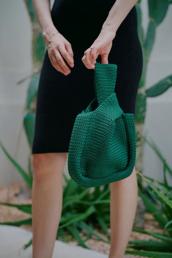 Pink Haley Mackenzie Knit Clutch In Emerald
