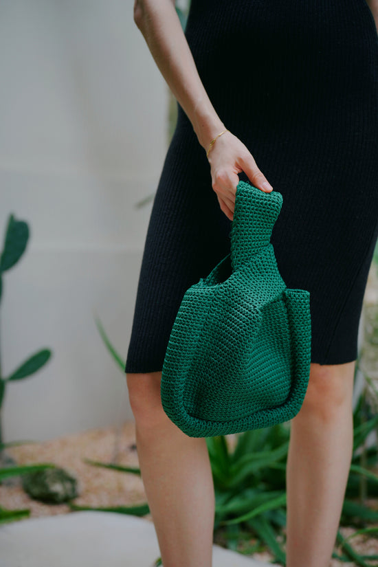 Pink Haley Mackenzie Knit Clutch In Emerald