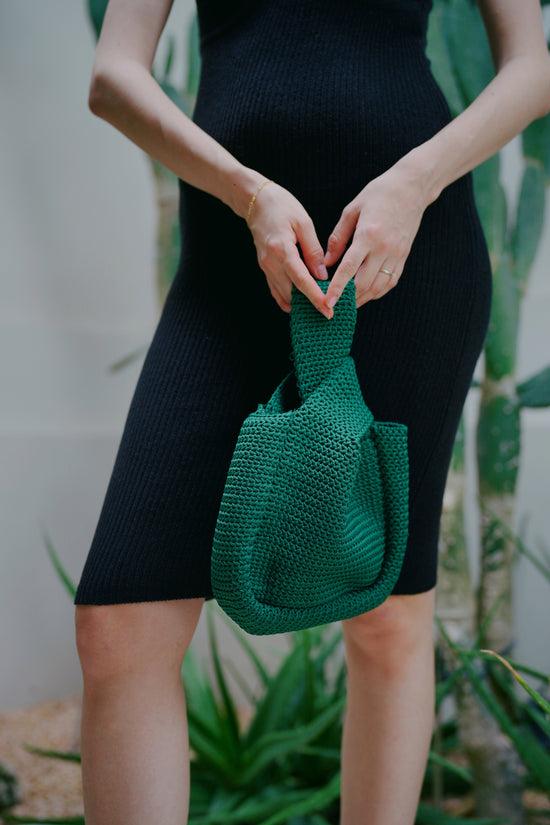 Pink Haley Mackenzie Knit Clutch In Emerald