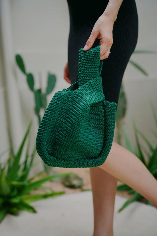 pink haley Mackenzie Knit Clutch in Emerald