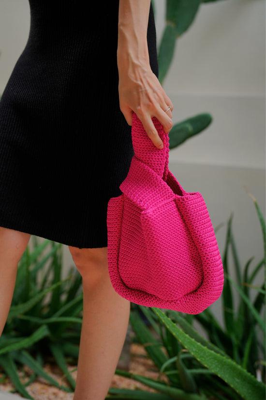 Pink Haley Mackenzie Knit Clutch In Fuchsia