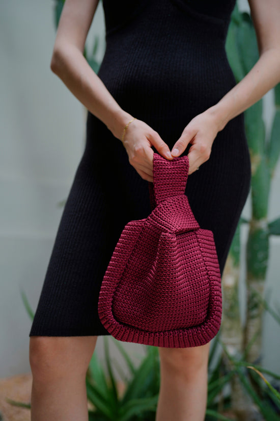 Pink Haley Mackenzie Knit Clutch In Maroon