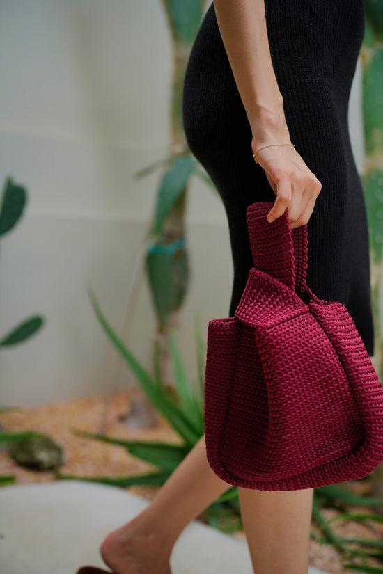 Pink Haley Mackenzie Knit Clutch In Maroon