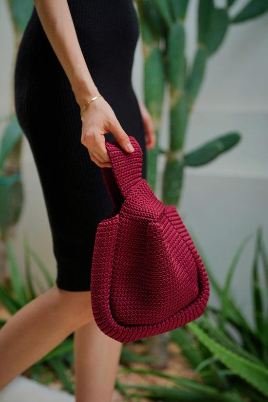 pink haley Mackenzie Knit Clutch in Maroon