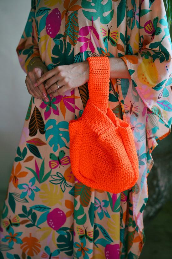 Pink Haley Mackenzie Knit Clutch In Orange