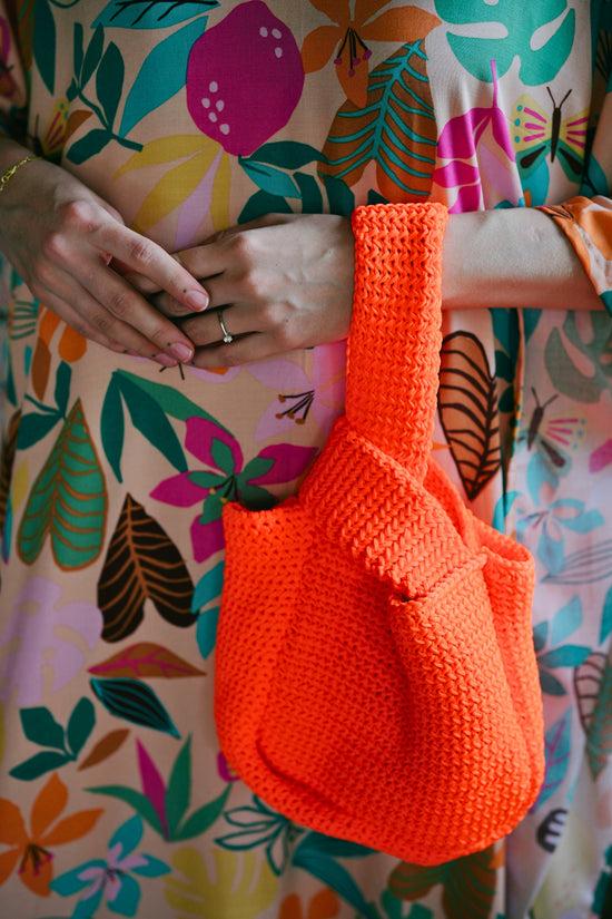 pink haley Mackenzie Knit Clutch in Orange