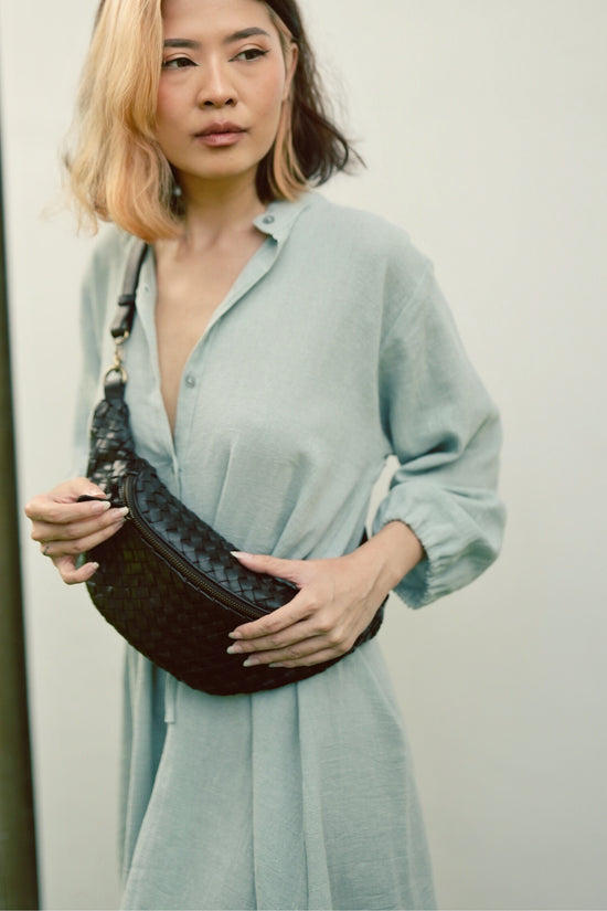 Pink Haley Makayla Handwoven Leather Fanny Pack