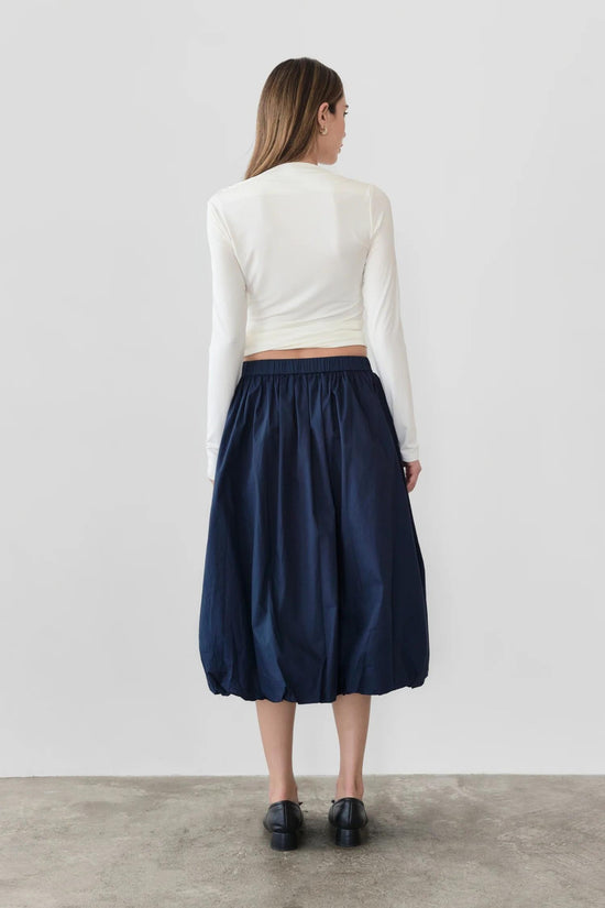 Pink Haley Marie Midi Bubble Skirt In Navy Blue