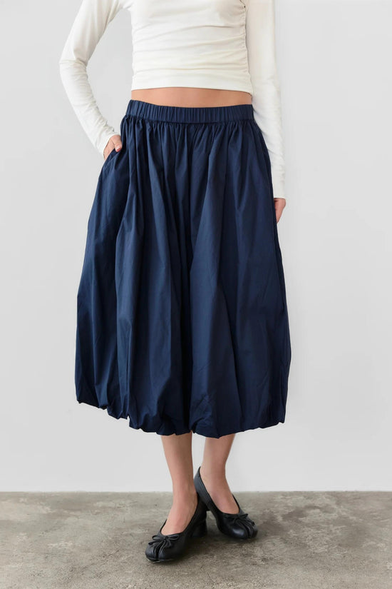 Pink Haley Marie Midi Bubble Skirt In Navy Blue