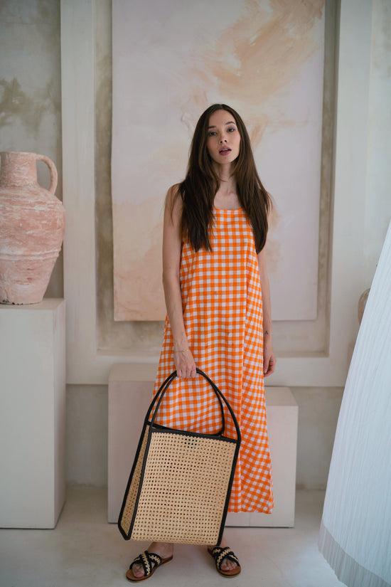 Pink Haley Maya Dress In Gingham Orange