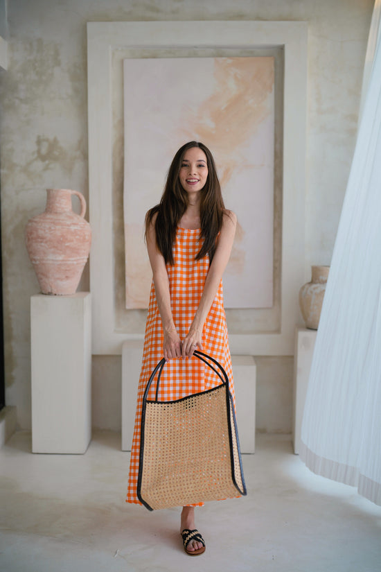 Pink Haley Maya Dress In Gingham Orange