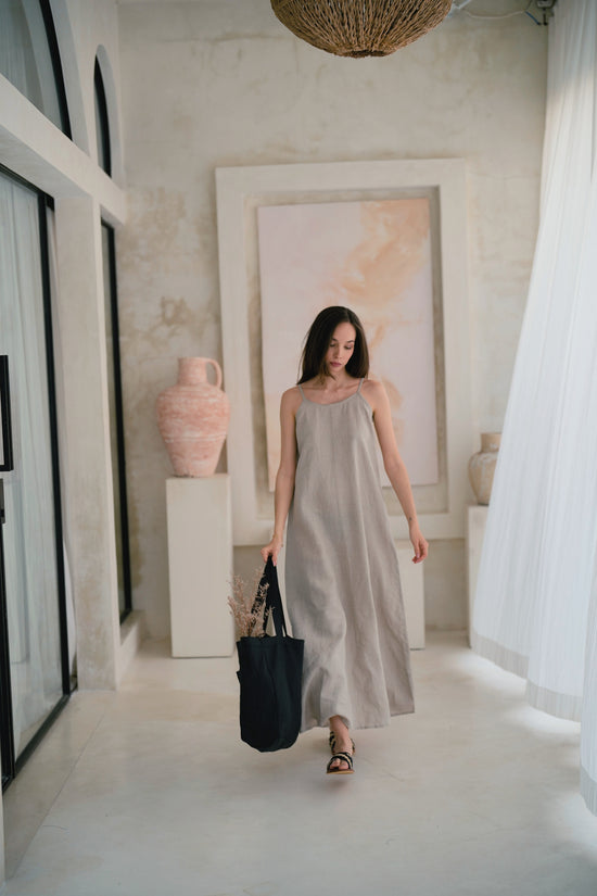 Pink Haley Maya Linen Dress In Natural