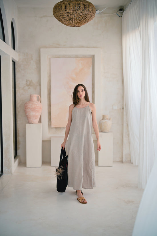 Pink Haley Maya Linen Dress In Natural