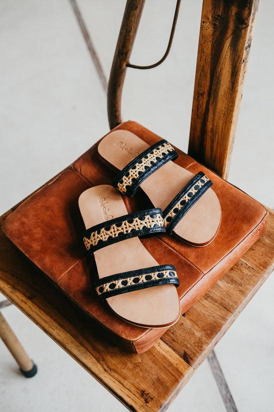 Pink Haley Milani Cane And Leather Slide Sandals