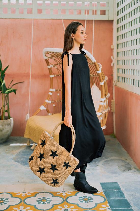 Pink Haley Morgan Stars Pattern Raffia Tote