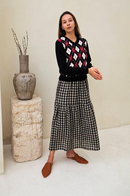 pink haley Nancy Argyle Knit Sweater