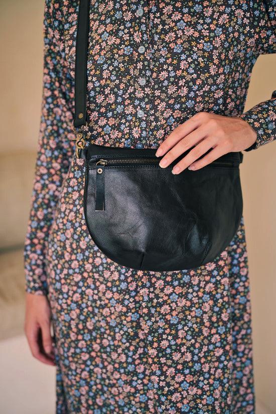 pink haley Naomi Leather Sling Bag in Black