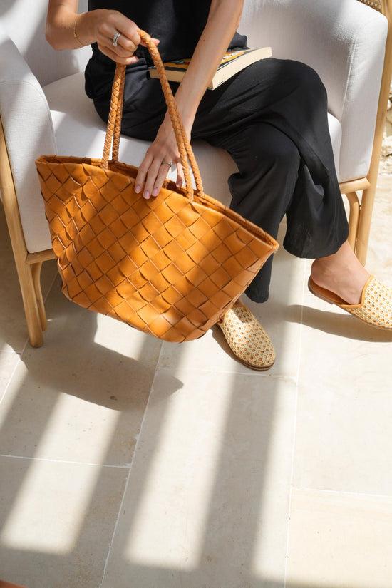 Pink Haley Oaklee Handwoven Leather Tote
