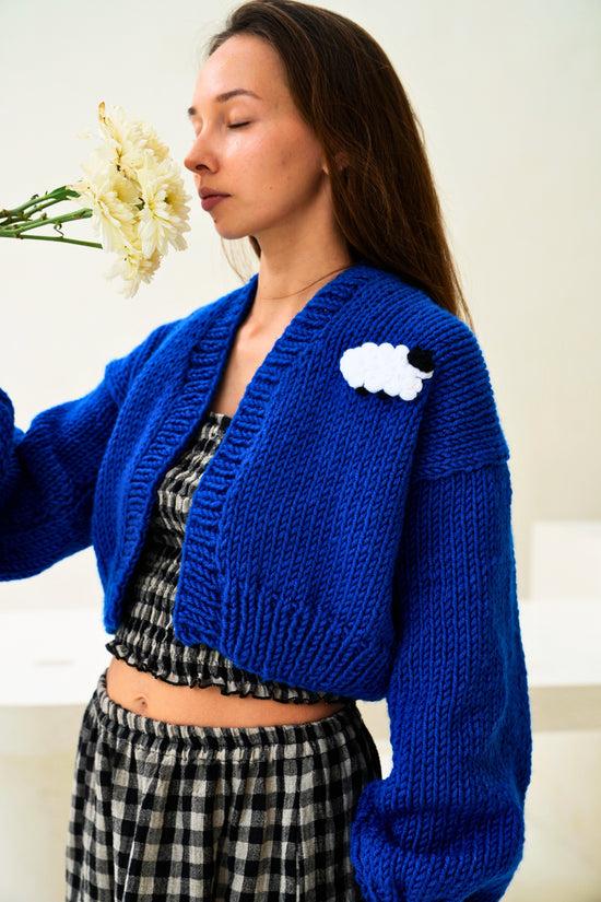 Pink Haley Rachel Wool Cardigan In Blue