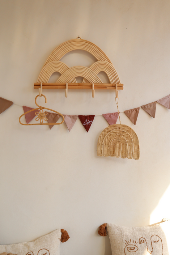 Pink Haley Rainbow Rattan Wall Hook - Large