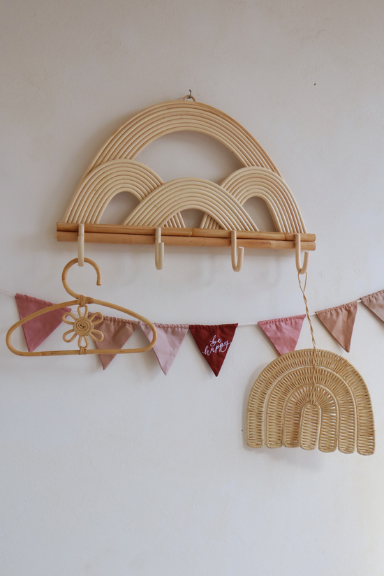 Pink Haley Rainbow Rattan Wall Hook - Large