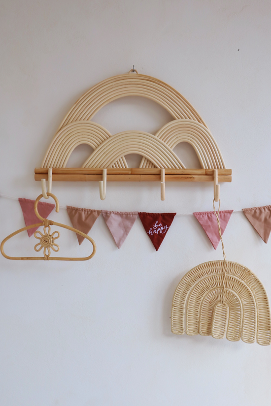 pink haley Rainbow Rattan Wall Hook - Large