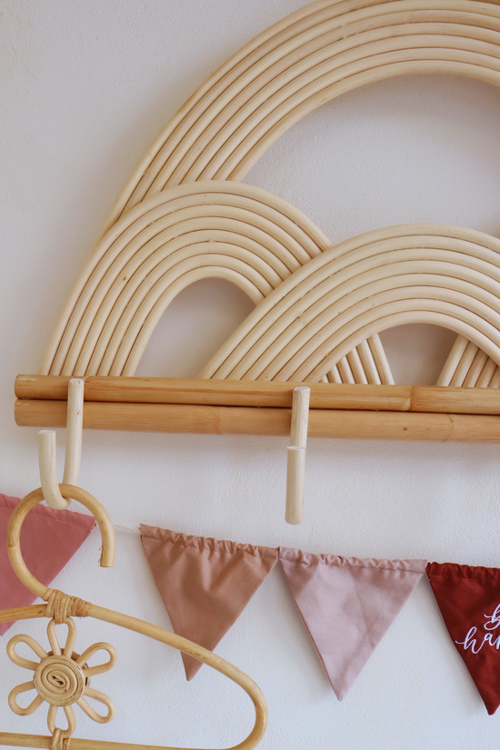 Pink Haley Rainbow Rattan Wall Hook - Large