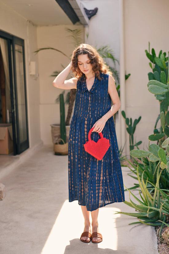 Pink Haley Tina Midi Dress In Ocean Blue