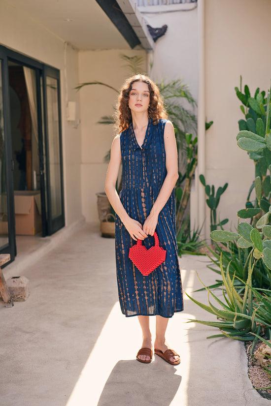 Pink Haley Tina Midi Dress In Ocean Blue