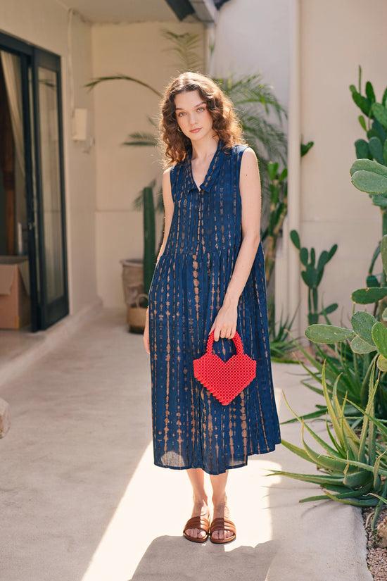 Pink Haley Tina Midi Dress In Ocean Blue