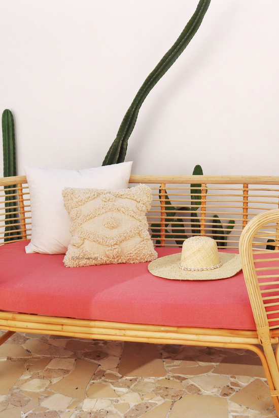 Pink Haley Savannah Hand-loomed Organic Cotton Throw Pillow Cover In Cream