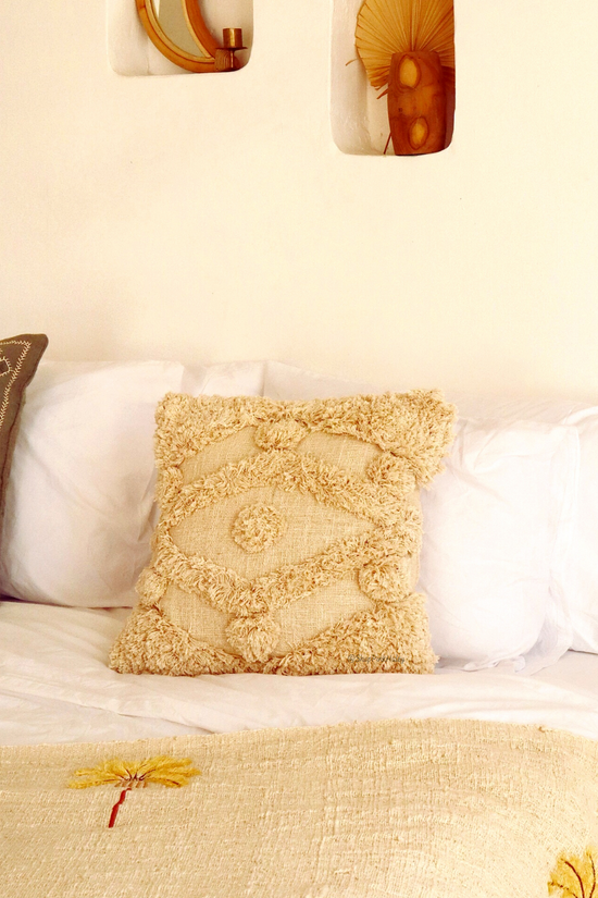 pink haley Savannah Hand-loomed Organic Cotton Throw Pillow Cover in Cream