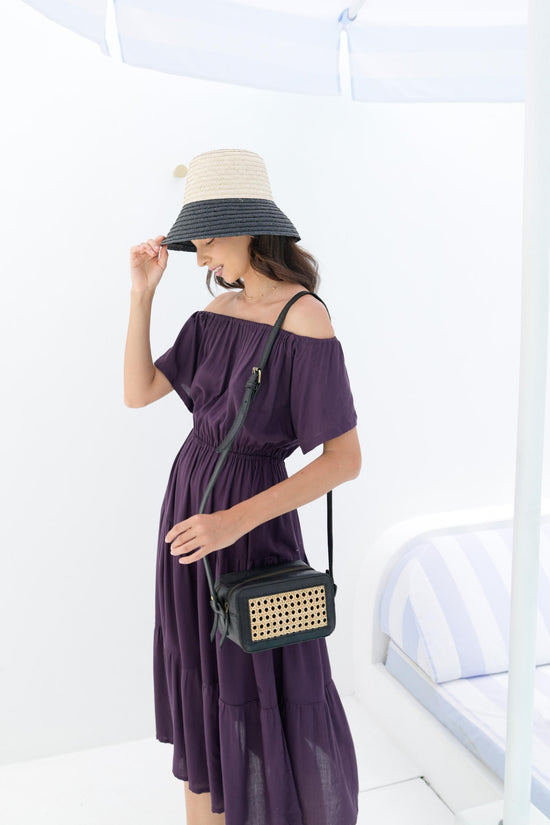 Pink Haley Scarlett Leather And Cane Crossbody Bag In Black